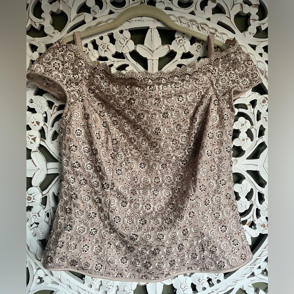 Women’s JS Collections Elegant Beaded Lace Off-Shoulder Top size 10